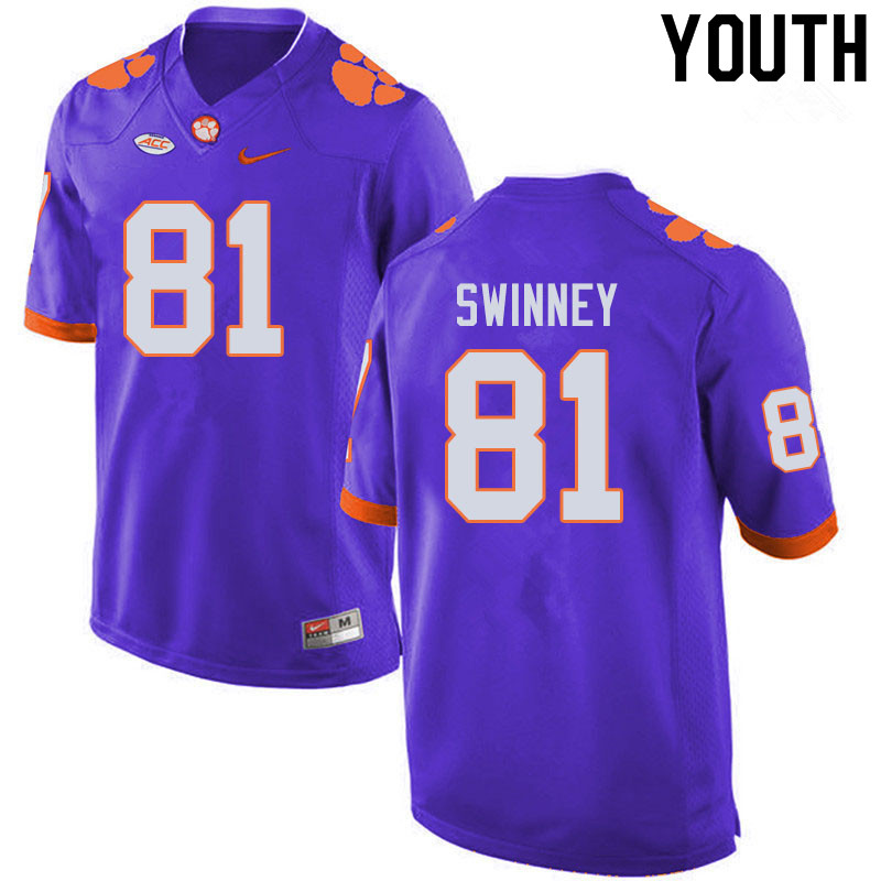 Youth #81 Drew Swinney Clemson Tigers College Football Jerseys Sale-Purple